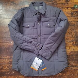 Rainforest men's dark charcoal heather quilted shirt jacket medium msrp $250